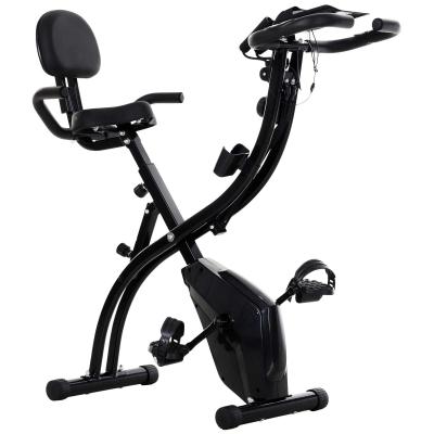HOMCOM Bicicleta Estática Plegable Regulable en Altura Resistencia Magnética Ajustable Bicicleta de Ejercicio Fitness con Pantalla LCD y Asiento con Respaldo 52x107x110 cm Negro