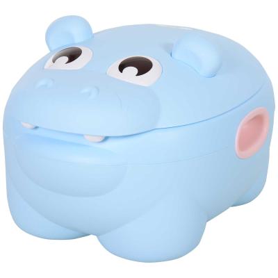 HOMCOM Orinal Infantil para Bebés Extraíble 2 en 1 con Forma de Hipopótamo con Asas Aprender Entrenamiento Fácil de Limpiar Carga 25 kg Indorno 40x30x23 cm Azul