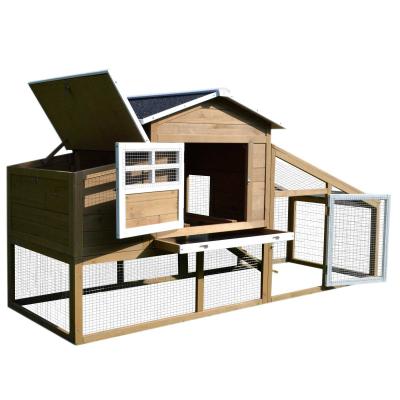 PawHut Gallinero Exterior Grande Corral de Madera de Abeto con Carton de Huevos y Bandeja deslizante buena decoración para Gallinas Pollos Aves 200x80x105cm