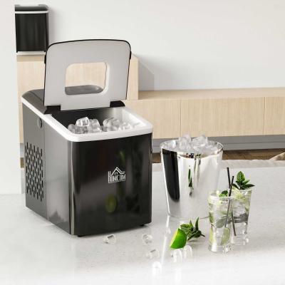 HOMCOM Máquina para Hacer Hielo Silenciosa Potencia 120W Capacidad 12 kg con Pantalla LCD Tanque de 1,8L Limpieza Automática para Cocina Bar 31,5x22,9x32,6 cm Negro
