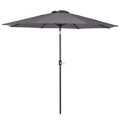 Outsunny Sombrilla de Jardín Ø300x250 cm con Manivela Parasol Exterior con Mecanismo de Inclinación y Poste Desmontable de Metal para Terraza Piscina Patio Gris Oscuro