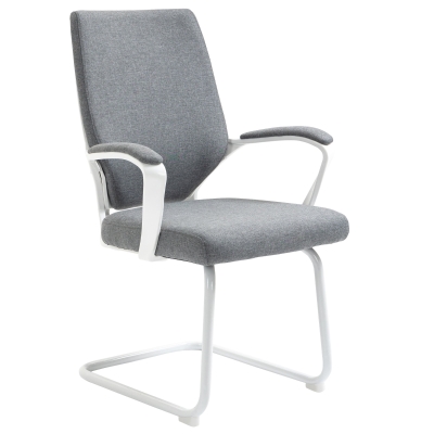 Vinsetto krzesło konferencyjne krzesło do sali konferencyjnej krzesło dla gości z tapicerowanym siedziskiem i podłokietnikami oddychający materiał ergonomiczny design tworzywo sztuczne PP poliester lnopodobny kolor szary 63x63x98 cm