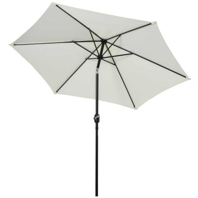 Outsunny Sombrilla Parasol Reclinable con Manivela de Aluminio con Tela de Poliéster para Jardín Patio Terraza - Φ2.7x2.35m Crema