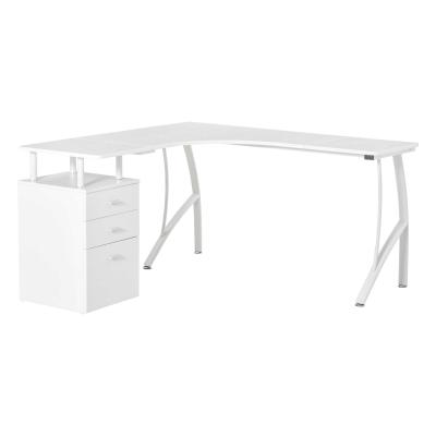 HOMCOM L-förmiger Schreibtisch mit Schubladen MDF Metall Weiß 143,5 x 143,5 x 76 cm
