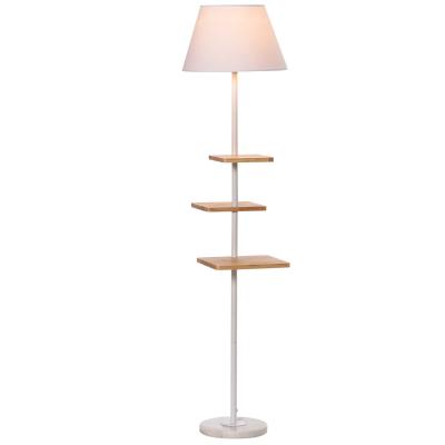 Lampa podłogowa lampa stojąca z 3 obrotowymi półkami do biura salonu kolor biały + naturalny