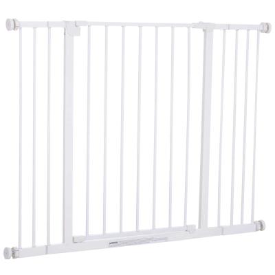 PawHut® Barierka Zabezpieczająca Ochronna dla Zwierząt Psów Metal Biała 72-107x76 cm