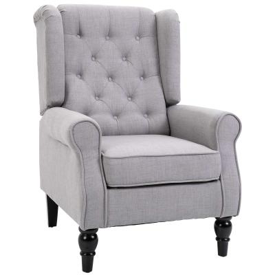 Sofa jednoosobowa fotel relaksacyjny fotel jednoosobowy z tuftingiem drewniane nóżki poliester szary 76 x 86 x 108 cm HOMCOM®