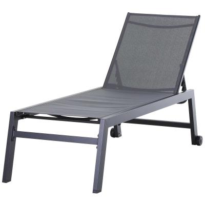Leżak ogrodowy leżak Relax Lounger 5-Step Backrest Meble ogrodowe Alu Grey Outsunny®