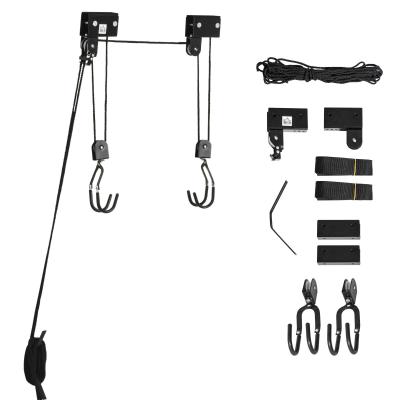 HOMCOM Podnośnik kajakowy, sufitowy, rowerowy System do przechowywania kajaków do 50 kg Uchwyt sufitowy wielofunkcyjny stal PP czarny 12,3 x 16 cm