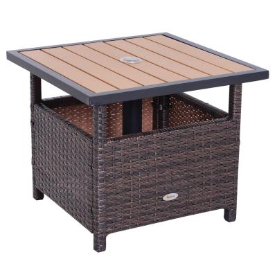 Outsunny STOLIK OGRODOWY STÓŁ NA PARASOL RATTAN brązowy