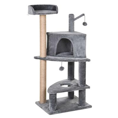 Pawhut® Drapak Domek z Piłkami Słupki Sizalowe Szary