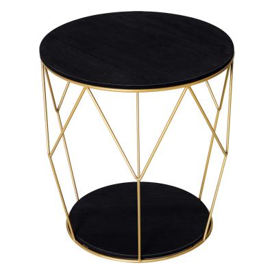 HOMCOM® Stolik Kawowy ze Schowkiem Okolicznościowy Nocny Metal Płyta MDF Czarny