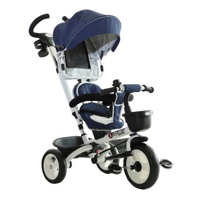 Dziecięcy rowerek trójkołowy 4 w 1 rower trójkołowy dla dzieci aluminium metal niebieski