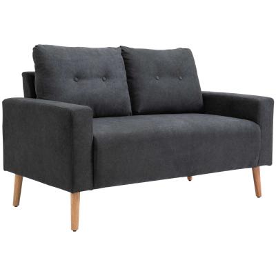 Sofa dwuosobowa z podłokietnikiem w skandynawskim wzornictwie ciemnoszara HOMCOM®