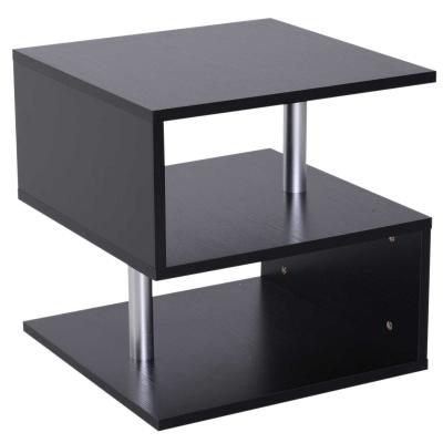 HOMCOM® STOLIK KAWOWY ŁAWA 3 PÓŁKI płyta wiórowa + aluminium czarny 48 x 48 x 48 cm