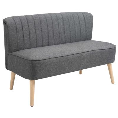HOMCOM® SOFA DWUOSOBOWA TAPICEROWANA DREWNIANA ciemnoszara