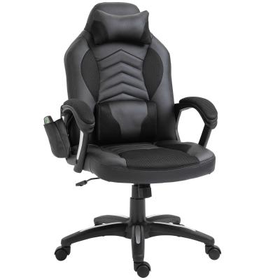 HOMCOM® KRZESŁO BIUROWE ERGONOMICZNE FOTEL MASAŻ Gamingowy czarny