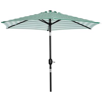 Parasol ogrodowy na zewnątrz park balkon rama stalowy zielone paski