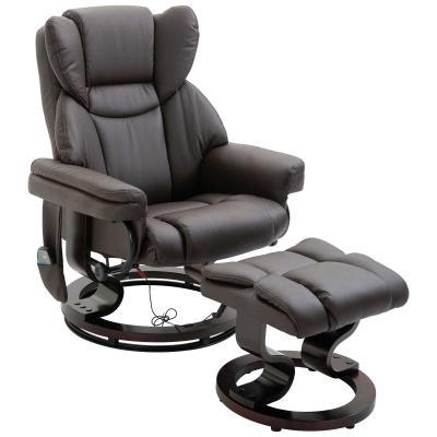 Fotel z masażem z podnóżkiem Fotel relaksacyjny Funkcja ogrzewania 135° nachylenia PU Brązowy 79 x 82 x 101 cm HOMCOM®