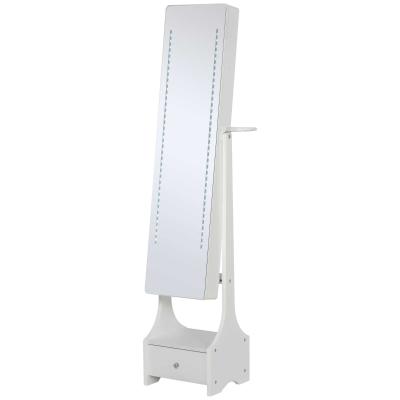 Szafka na biżuterię 2 w 1 LED regał na biżuterię szafka z lustrem i szufladą kolor biały