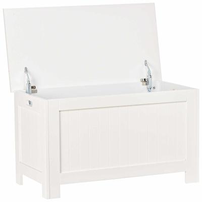 Ławka z dużym schowkiem ławka na buty skrzynia do postawienia przy łóżku MDF kolor biały 81x40x46cm