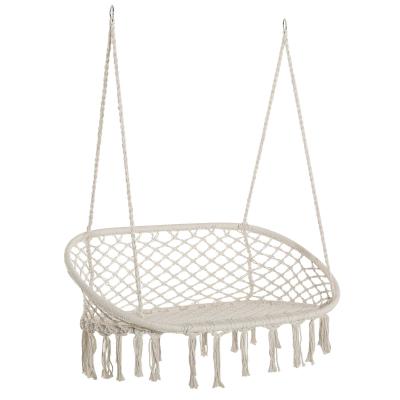 Huśtawka Wiszący fotel 2-siedzeniowy Boho Styl Ogród Kremowy Biały Outsunny®