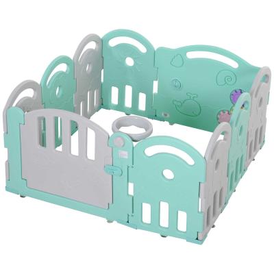 Kojec dziecięcy barierka 12 elementów siatka ochronna HDPE zielona 162 x 84 x 63 cm