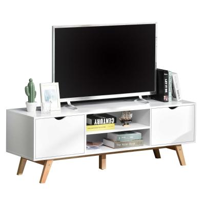 HOMCOM Szafka RTV, Komoda pod telewizor, Szafka z szufladami i otwartymi półkami, MDF, biały, 150 x 39 x 50 cm