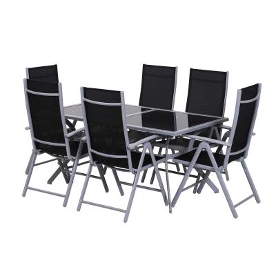 Outsunny MEBLE OGRODOWE ALUMINIOWE SKŁADANE 6 KRZESEŁ czarne