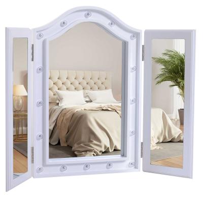 HOMCOM® LUSTRO DO MAKIJAŻU KOSMETYCZNE 16 LAMPEK LED USB/BATERIE białe