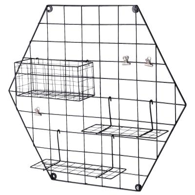 HOMCOM® Tablica Memo na Notatki Zdjęcia DIY Dekoracje Półki Kratka na Ścianę Metal Czarny