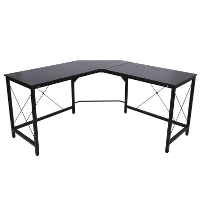 HOMCOM® STOLIK KOMPUTEROWY BIURKO NAROŻNE W KSZTAŁCIE L MDF czarny 150 x 150 x 76 cm