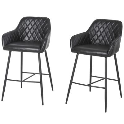 Stołki barowe zestaw 2 szt. Stołki bistro z podnóżkiem oparciem industrialny design PU
