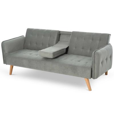 Sofa rozkładana szezlong 3-osobowa sofa z tkaniny komplet wypoczynkowy szara