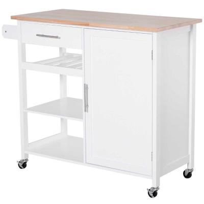 Homcom® Wózek Szafka Kuchenna na Kółkach Barek Szuflada Lite Drewno Biały 105 X 45 X 89 cm