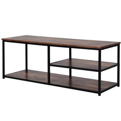 Homcom® Szafka TV Lowboard Półka Na TV Styl Industrialny 3 Poziomy Płyta Wiórowa Naturalny 120 X 40 X 45 cm