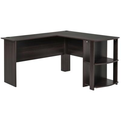 HOMCOM Biurko Narożne Ze Schowkami Komputer 136 X130 X 72cm (Dxsxw) Ciemny Brąz