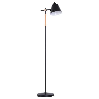 HOMCOM® LAMPA STOJĄCA REGULOWANA LAMPA PODŁOGOWA 40 W metal + drewno czarna