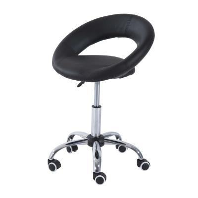 Taboret na kółkach krzesło obrotowe taboret kosmetyczny z regulacją wysokości czarny