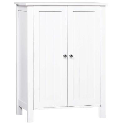 kleankin® KOMODA SZAFKA REGAŁ ŁAZIENKOWA STOJĄCA 3 REGULOWANE PÓŁKI drewno biała 60 x 30 x 80 cm