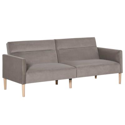 Sofa rozkładana 2 osobowa tapicerowana sofa z regulowanym oparciem aksamitna w dotyku szara