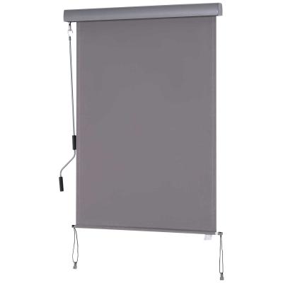 Roleta okienna z korbką ręczną montaż ścienny/dachowy UV50+ aluminium szary 100 x 140 m Outsunny
