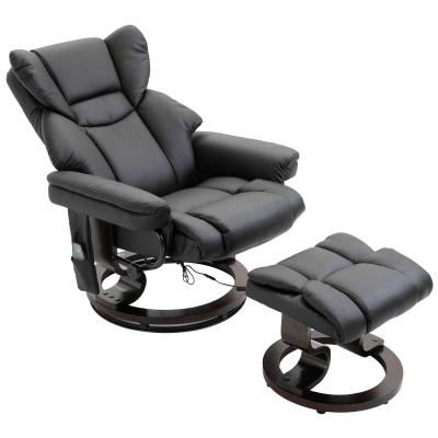 Fotel masujący z podnóżkiem Fotel relaksacyjny z funkcją ogrzewania 135° nachylenia PU Czarny 79 x 82 x 101 cm HOMCOM®