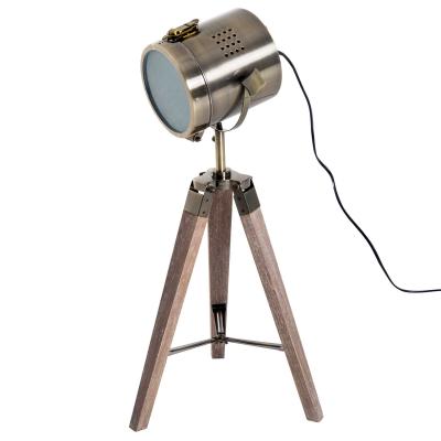 HOMCOM® LAMPKA STOŁOWA NA TRZECH NOGACH LAMPA RETRO E14 drewniana brąz