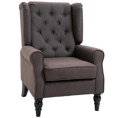 Fotel relaksacyjny fotel jednoosobowy z tuftingiem drewniane nóżki poliester brązowy 76 x 86 x 108 cm HOMCOM®