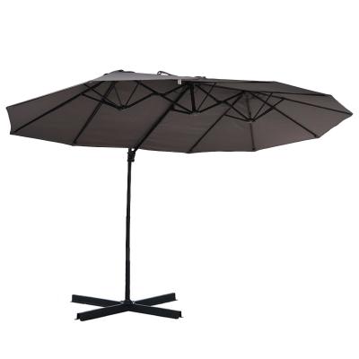 Parasol z korbką podwójny parasol parasol ogrodowy ochrona przeciwsłoneczna metal szary