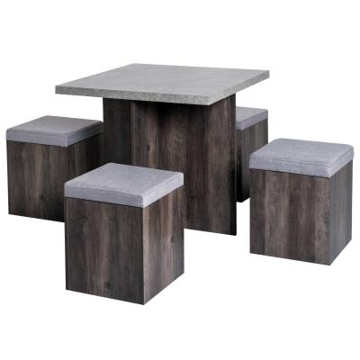 HOMCOM STÓŁ DO JADALNI W ZESTAWIE Z 4 HOKERAMI 80 X 80 CM szary