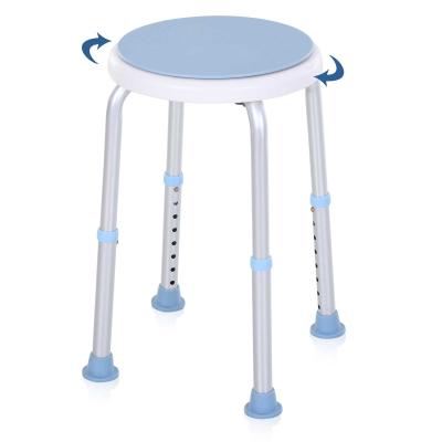 HOMCOM® Taboret Prysznicowy Kąpielowy Obrotowy Antypoślizgowy Regulacja Wysokości Aluminium Niebieski