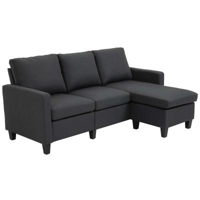 HOMCOM® Sofa narożna L kształt sofa narożna zestaw z szezlongiem lniany szary