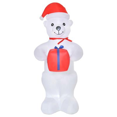 HOMCOM Aufblasbarer Weihnachts-Eisbär 1,8 m Decorationen Gastgeschenke Aufblasen Leuchtung für Haus Außen Drinnen Weihnachten Garden Tierfiguren Party Polyester 86 x 85 x 180 cm